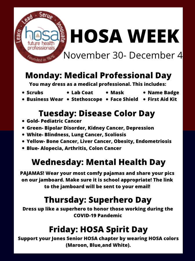 JSHS (7-12) HOSA Spirit Week!