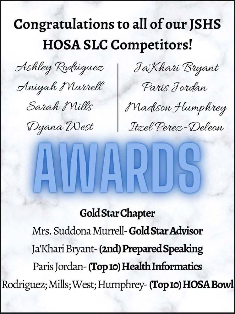 Congratulations JSHS HOSA Club!!