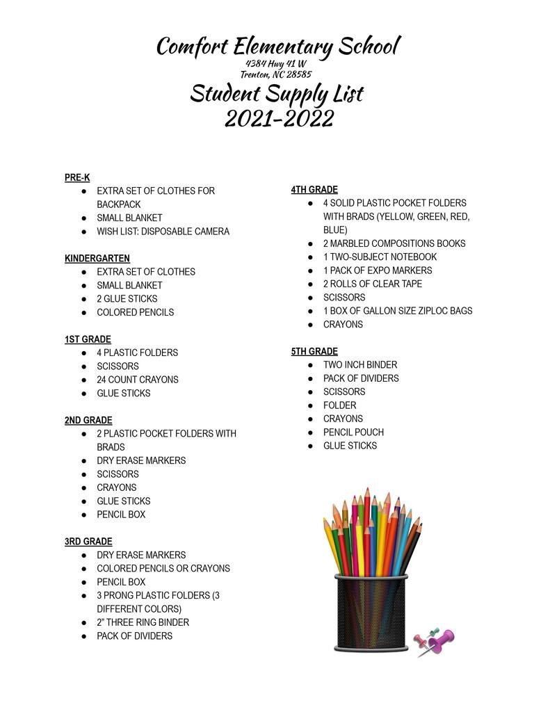 Supply List 2021-2022